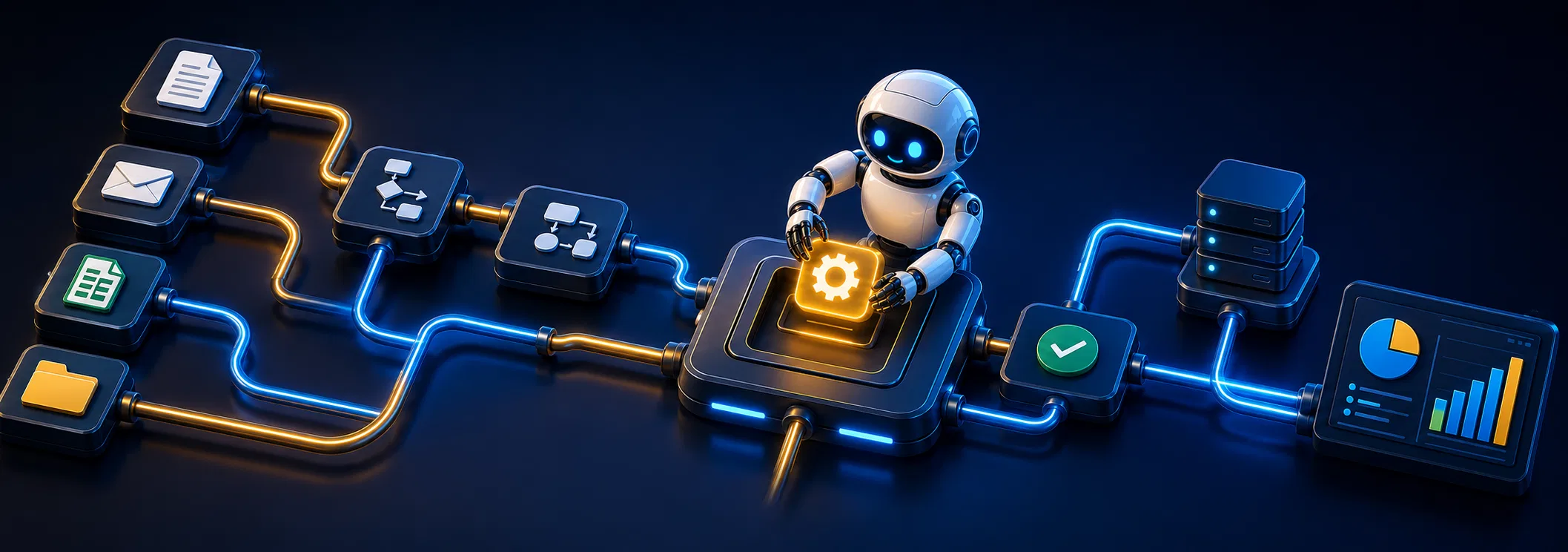 Visualisierung eines automatisierten digitalen Arbeitsablaufs.