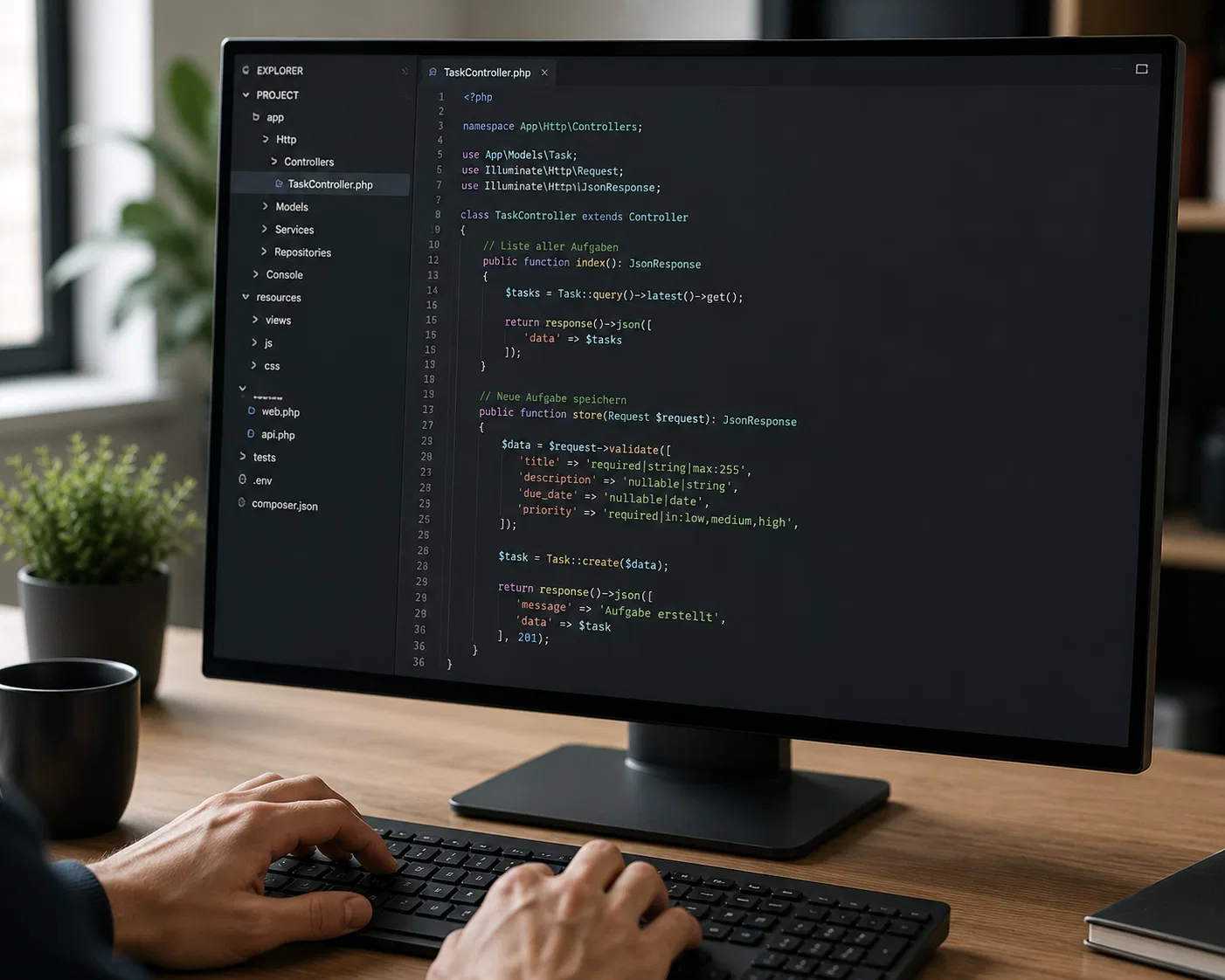 Programmierung eines kleinen individuellen Tools im Code-Editor am modernen Arbeitsplatz