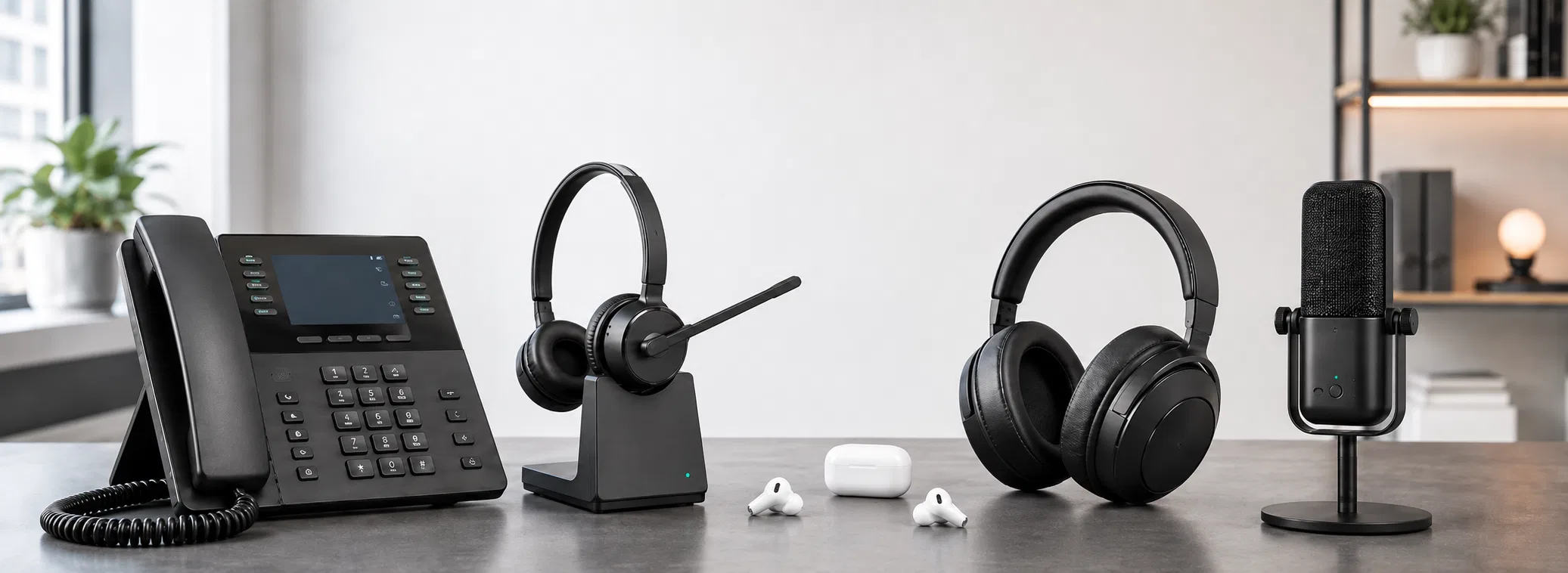 Telefonie- und Kommunikationsgeräte für Büro, Besprechung und mobiles Arbeiten.