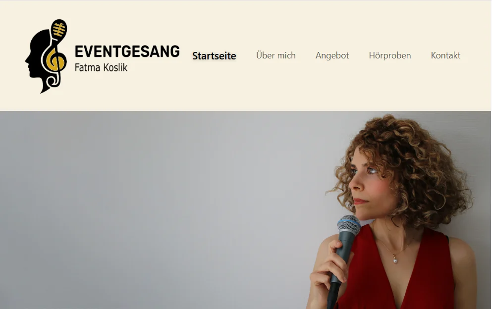 Beispiel für ein individuelles modernes Webdesign mit klarer Navigation und großem Bild.